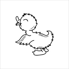 vector illustration of cute duck outline