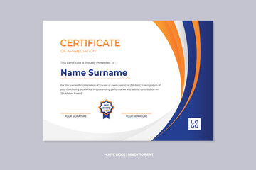 Professional Certificate Template Design with Gradient Color Style