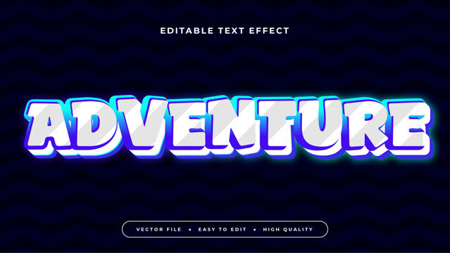 Blue green and white adventure 3d editable text effect - font style