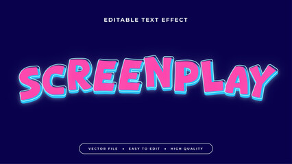 Blue pink and white screenplay 3d editable text effect - font style