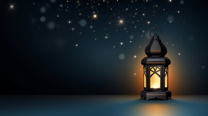 arabic lantern of ramadan celebration background Ornamental Arabic lantern with candle generative ai