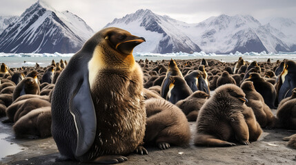 colonies of antartic fur seals arctocephalus - obrazy, fototapety, plakaty