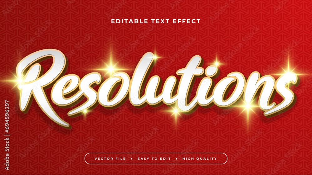 Poster Gold red and white resolution 3d editable text effect - font style