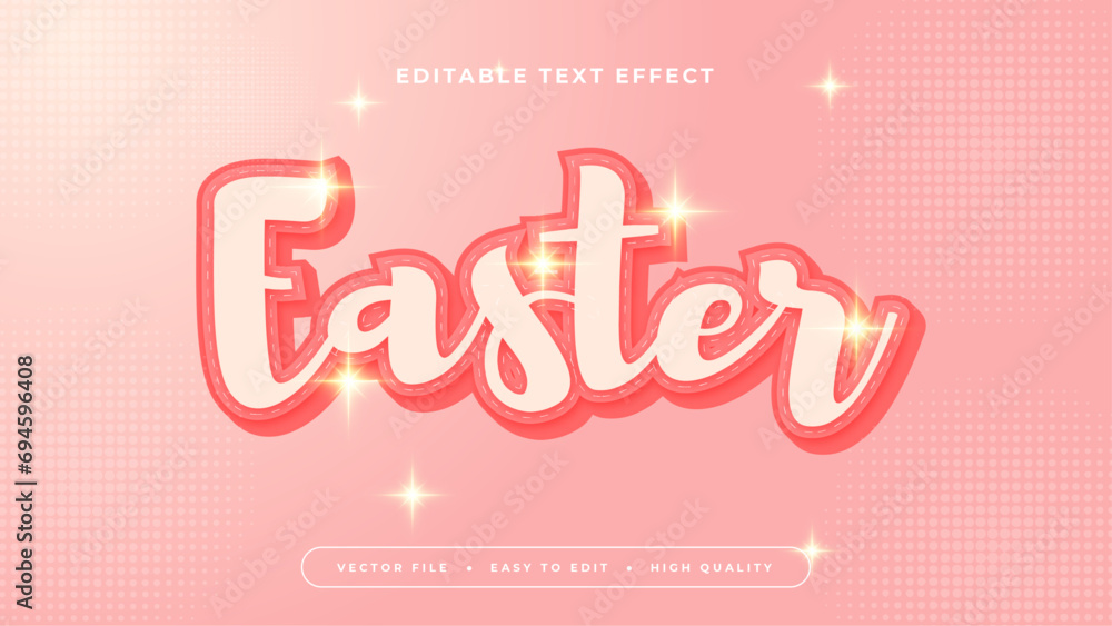 Poster pink white easter 3d editable text effect - font style