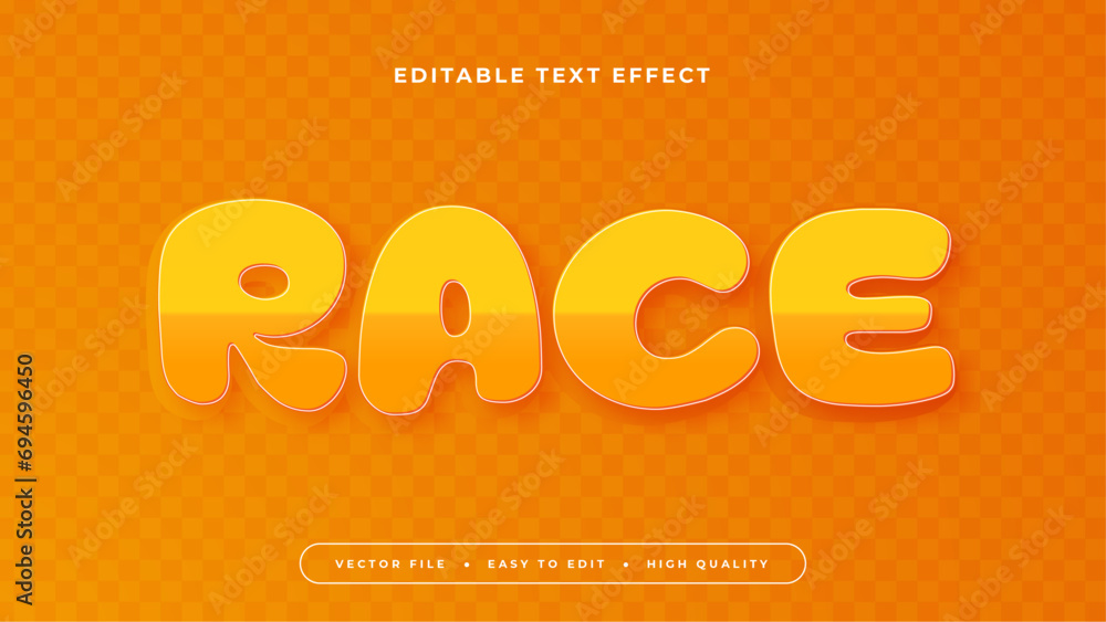Poster Orange yellow race 3d editable text effect - font style