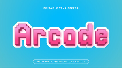 Fototapeta premium Blue pink and white arcade 3d editable text effect - font style
