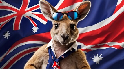 Happy Australia Day greeting banner with kangaroo. Vector illustration design for social media created with generative ai - obrazy, fototapety, plakaty