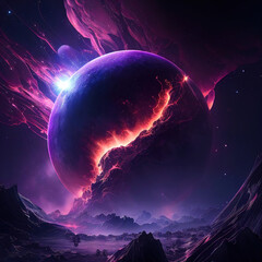 Cosmos purple background. AI generated
