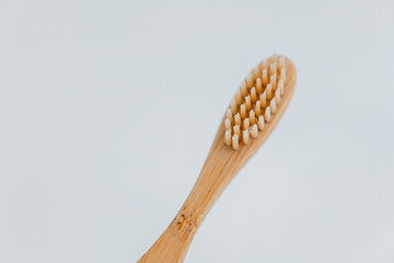 Human hygiene concept.toothbrush on the sink in a bright bathroom.