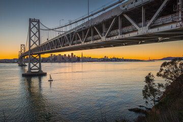 Bay Bridge at sunset - San Francisco, CA USA
