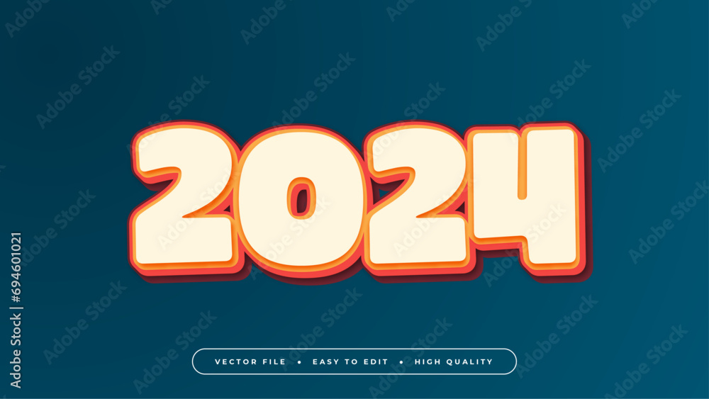 Poster Colorful 2024 3d editable text effect - font style