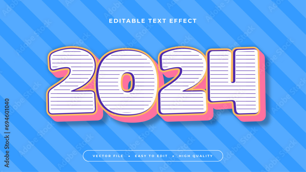 Poster Colorful 2024 3d editable text effect - font style