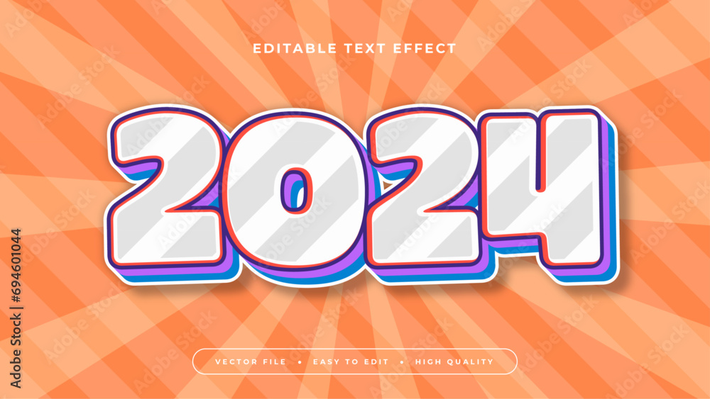 Poster Colorful 2024 3d editable text effect - font style