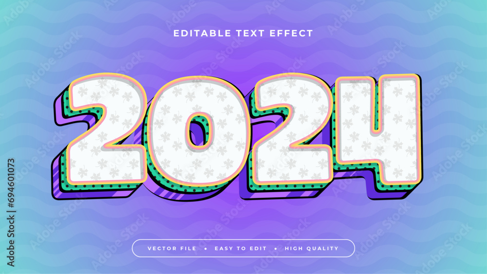 Poster Colorful 2024 3d editable text effect - font style