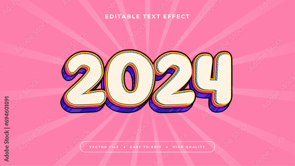 Poster Colorful 2024 3d editable text effect - font style