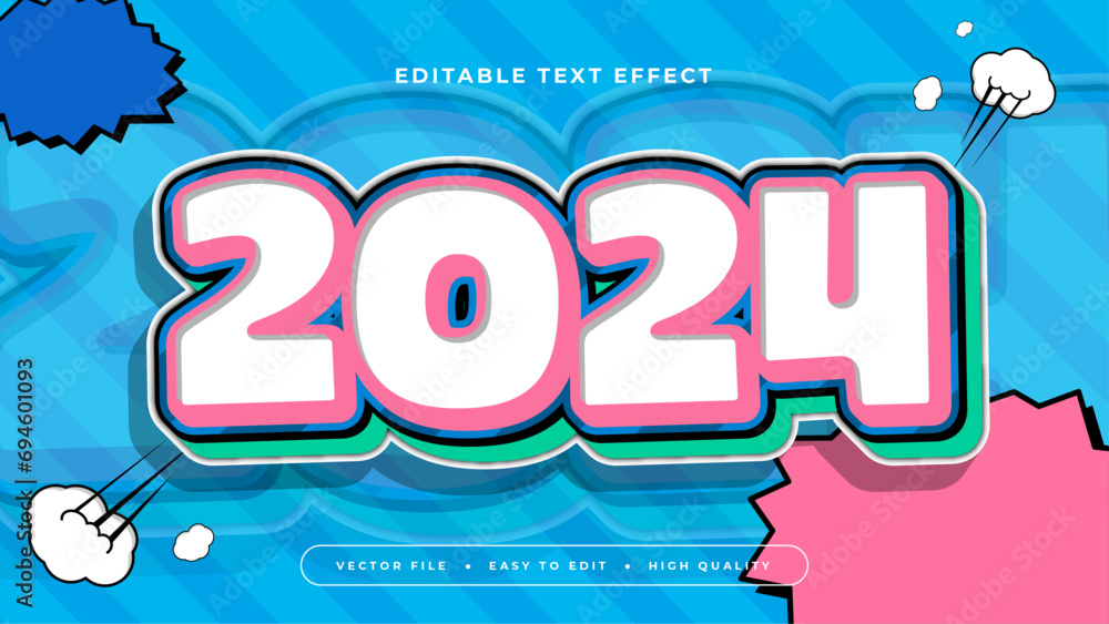 Poster Colorful 2024 3d editable text effect - font style