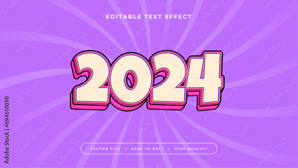 Poster Colorful 2024 3d editable text effect - font style