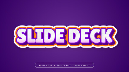 Obraz premium Purple orange and white slide deck 3d editable text effect - font style