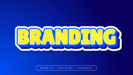 Blue yellow and white branding 3d editable text effect - font style
