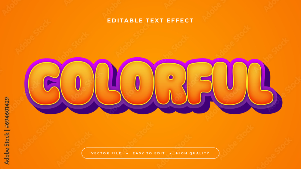 Poster orange purple and yellow colorful 3d editable text effect - font style