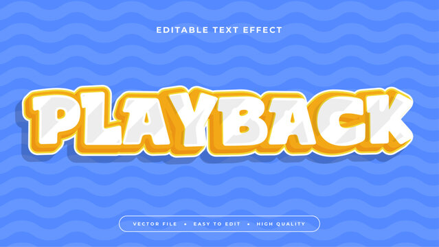 Orange white snd blue playback 3d editable text effect - font style