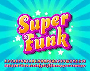 Super Funk Alphabet. A 3d effect alphabet with a pop art bubblegum text effect, ultra bright saturated colors. - obrazy, fototapety, plakaty