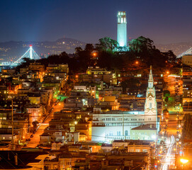 Coit Tower at night - San Francisco, CA USA