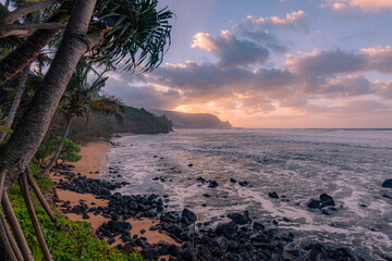 Sunset on the beach - Kauai, Hawaii USA