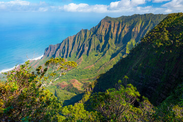 Amazing view of the Kalalau Valley and the Na Pali coast, Kauai Hawaii