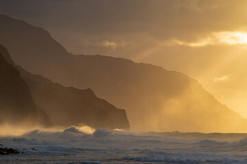 Sunset in the mountains of Na Pali Coast - Kauai, Hawaii USA