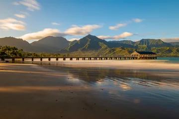 Fotobehang Hanelei pier in the morning - Kauai, Hawaii USA © Ian Miller