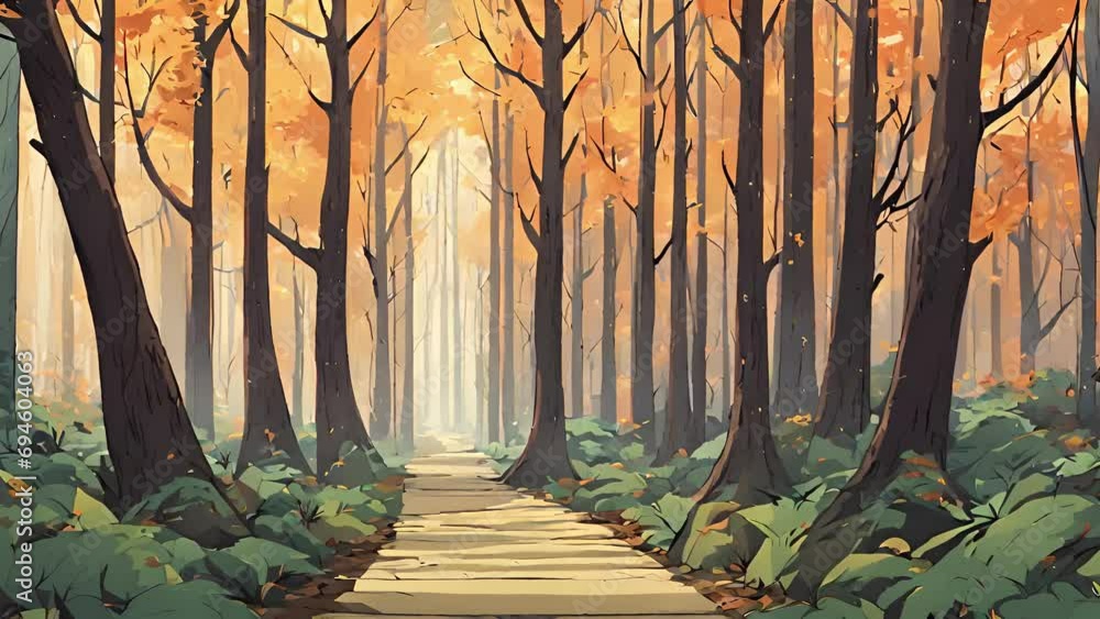 Poster path through phobia forest lined with dense, dark trees that seem whisper sway wind. each tree bears