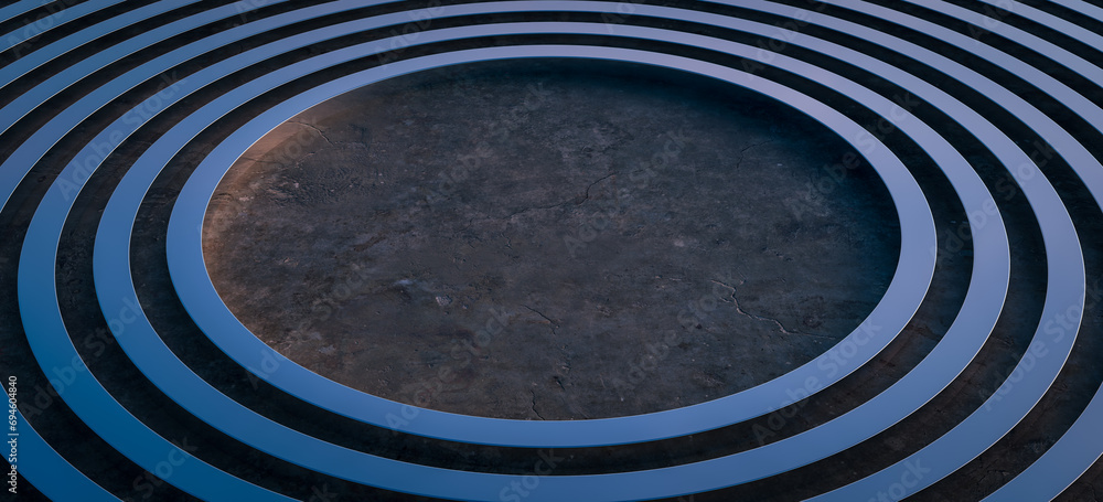 Poster metallic circle abstract copy space back drops, 3d rendering