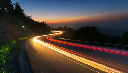 Papier Peint photo autocollant Autoroute dans la nuit Car light trails on the road at night.