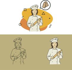 woman holding pinroll as a baker