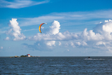 kite surfing in the sea