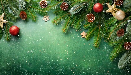 Christmas green background with fir branches	
