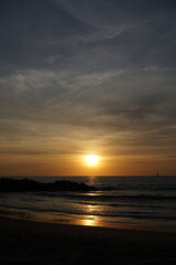 bright sun going down in california LA