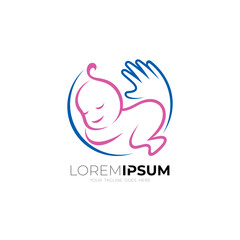 Baby icon, baby care logo with line design community