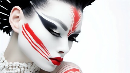 Avant-Garde Makeup with Geometric Patterns and Bold Colors. Generative ai