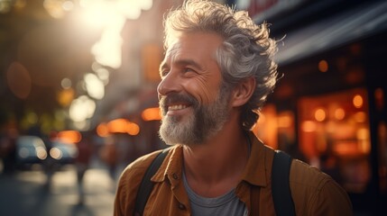 A cheerful elderly man on the street