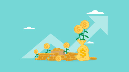 business growth illustration with the concept of Successful business people carrying graph indicating growth, business growth graph concept modern design in flat style