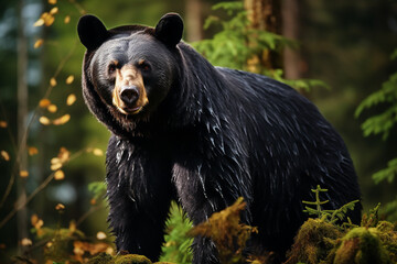 Black bear, on a natural habitat background