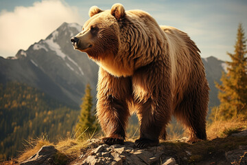 Brown bear, on a natural habitat background