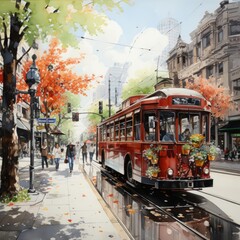 City Life: A Watercolor Painting