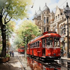 City Life: A Watercolor Painting