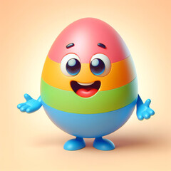Funny colorful Easter egg cartoon. Religion and culture. AI generated