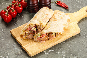Shawarma with grilled chicken meat