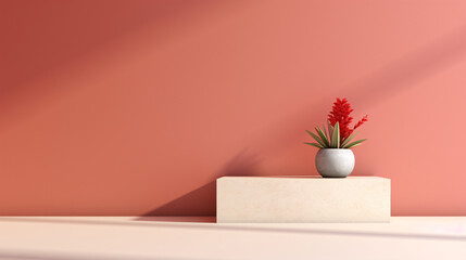 Minimalistic room interior design background, indoor plant flower pot concept illustration