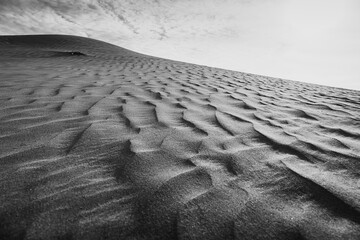 Close up view on sand waves created by wind in desert of Inner Mongolia, China